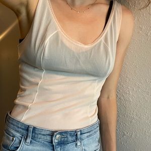 Sheer Classic Vintage Pale Pink Boudoir Top Stitching